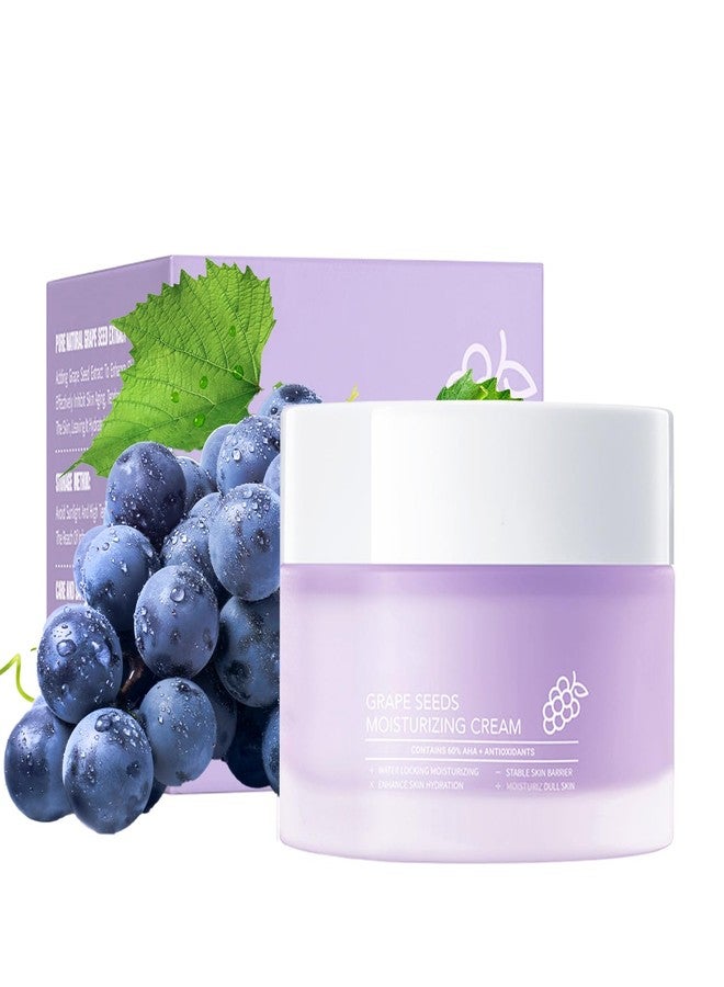 Grospe Grape Seed Face Cream - 1.76oz Anti-Aging Moisturizer with Vitamin E & Hyaluronic Acid, Deep Hydration for Dry Skin, Wrinkle Reducing Night Cream, Non-Greasy Formula for Women & Men - Image 1